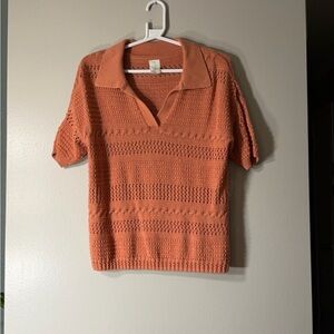 Joie V-Neck Knit Sweater in Orange